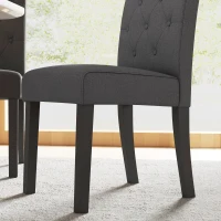 HOMCOM Lot de 2 chaises de Salle à Manger Chaise de cuicine Grand Confort Pieds en Bois Lin 47 x 61 x 101 cm gris foncé(m-9)