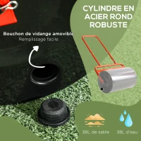Outsunny Rouleau à Gazon Jardin en Acier avec poignée dim. 59L x 32l x 113H cm lestage Max. 38 L Rouge Noir(m-4)