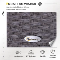 Outsunny 5 Pieces PE Rattan Garden Furniture Set with 10cm Thick Padded Cushions, Wicker Weave Outdoor Seating Chairs with 2 Armchairs, 2 Stools, Glass Top Table, Dark Grey(m-4)