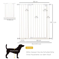 PawHut Absperrgitter für Hunde, extra hoch, Schließautomatik, Metallrahmen, 97,5 x 104,1 cm, Weiß(m-3)