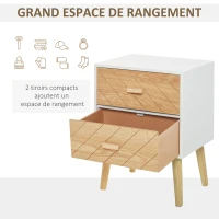 HOMCOM Table de chevet Chiffonnier Commode Meuble de Rangement avec 2 tiroirs Scandinave 40L x 30l x 56H cm en Bois(m-6)