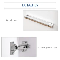 HOMCOM Armário de Armazenamento Moderno Móvel para Armazenamento com Rodas Armário e Prateleiras 60x35x65cm Branco(m-6)