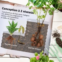 Outsunny Carré potager de jardin fond ouvert 2 étages pour herbes légumes fruits fleurs 120 x 90 x 30 cm noir(m-4)