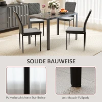 HOMCOM Set van 4 Moderne Fluweelachtige Eetkamerstoelen met Metalen Poten, voor Eetkamer, Slaapkamer, Keuken, Grijs(m-6)