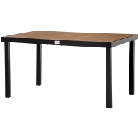 Outsunny Table à manger de jardin pour 6 personnes, en aluminium, 140 x 90 x 74 cm, aspect bois naturel