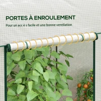 Outsunny Serre de jardin 2 m² dim. 2L x 1l x 1,78H m 2 Portes zippées enroulables Acier PE Haute densité 140 g/m² Anti-UV blanc(m-6)