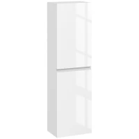 kleankin Meuble colonne rangement salle de bain style contemporain 2 placards étagères réglables 35 x 25 x 120 cm blanc laqué(m-11)