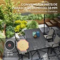Outsunny Pied de parasol rond support parasol en HDPE remplissage eau sable pour terrasse piscine patio Ø 55 x 30 cm noir(m-5)