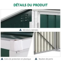Outsunny Abri cache poubelle double avec deux portes et ouverture 178,5 x 104,5 x 128,5/113 cm vert(m-6)