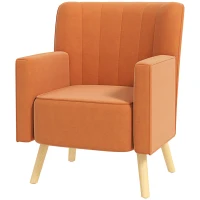 HOMCOM Poltrona d'Arredo Moderna con Schienale Inclinato, in Tessuto Effetto Velluto, 70x76x92 cm, Marrone(m-10)