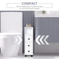 kleankin Support Papier Toilette - Porte-Papier Toilette - Armoire pour Papier Toilette - 3 Niveaux + Sortie Papier Panneaux Aspect blanc(m-6)