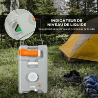 Outsunny Réservoir d'eau sur roues pour camping bidon d'eau 22 L avec bec de vidange rotatif poignée pliable 33 x 26 x 53 cm gris(m-7)