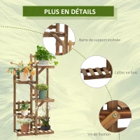 Outsunny Étagère à Fleurs en Bois Supports de Pots Porte Plante Bois 5 tablettes Ornement Petites barrières 60 x 30x 130cm Bois de Sapin traité carbonisation pour Intérieur Jardin Terrasse Balcon(m-5)