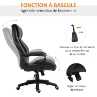 Vinsetto Fauteuil de bureau massant  fauteuil bureau ergonomique grand confort hauteur réglable fonction dossier à bascule revêtement synthétique noir(m-7)