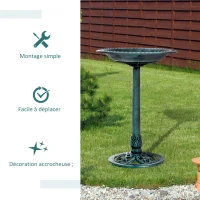 Outsunny Bain d'oiseaux plateau de diamètre 50cm abreuvoir oiseaux extérieur sur pied hauteur 69,5 cm érugineux(m-7)