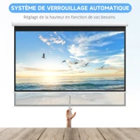 HOMCOM Écran de projection TV et Home Cinema de 120 Pouces vidéo projecteur 16:9 4K HD, fixation mural ou plafond(m-4)