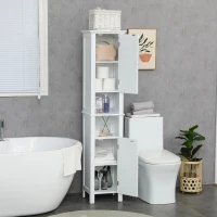kleankin Meuble colonne de salle de bain armoire haute design moderne 2 placards avec porte 35 x 30 x 158,5 cm blanc(m-7)