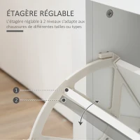 HOMCOM Meuble à chaussures 12 paires, armoire à chaussures étroite avec 2 tiroirs rabattables et étagères réglables, poignées coquilles métal, pour couloir, entrée, 79 x 23 x 90,5 cm, blanc et chêne(m-5)