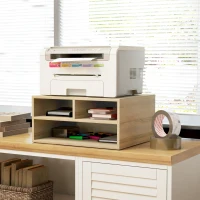 HOMCOM Organiseur bureau aspect bois avec 3 compartiments fournitures support d'imprimante dim. 47L x 40l x 22,5H cm(m-7)