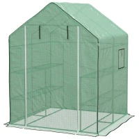 Outsunny Serre de jardin avec 1 porte, 1 fenetres, étagères 3 niveaux pour Légumes Plantes Fleurs Bâche PE 140 x 143 x 190 cm(m-1)