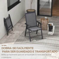 Outsunny Conjunto de 2 Cadeiras Dobráveis para Exterior Cadeiras para Jardim com Textilene e Metal  58x64x94 cm Cinza Escuro(m-5)