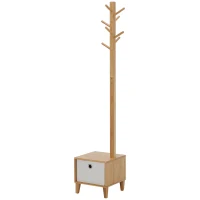 HOMCOM Meuble rangement avec tiroir porte-manteau banc 3 en 1 style scandinave polyester gris clair bois massif bambou(m-10)