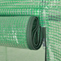 Outsunny Serre de jardin PE, serre de balcon, bâche renforcée 140 g/m², châssis en acier, porte zippée enroulable, pour légumes plantes fleurs, intérieur et extérieur, 300 x 100 x 200 cm, vert(m-7)