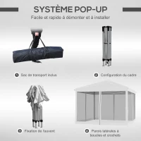 Outsunny Tonnelle pop-up Barnum Pliant Style Colonial 3 x 3 m 4 moustiquaires + Sac de Transport crème(m-5)