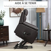 HOMCOM Fauteuil releveur électrique fonction massage inclinaison réglable 8 modes repose-pied ajustable PU 2 télécommandes(m-4)