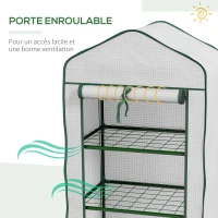 Outsunny Serre de Jardin étagère 3 Niveaux dim. 59L x 39l x 127H cm métal thermolaqué Vert PE Haute densité 140g/m² Blanc(m-6)