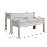 Outsunny Jardinière sur Pieds carré Potager 2 étages dim. 115L x 114l x 76H cm Inserts d'irrigation Bois Sapin Naturel(m-3)