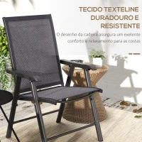 Outsunny Conjunto de 2 Cadeiras Dobráveis para Exterior Cadeiras para Jardim com Textilene e Metal  58x64x94 cm Cinza Escuro(m-4)