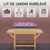 Outsunny Jardinière rectangulaire sur pieds potager surrélevé avec tablettes latérales et film tissu non-tissé 130 x 75 x 75 cm(m-4)