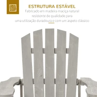 Outsunny Cadeira Adirondack de Madeira Cadeira Adirondack de Jardim com Assento Extra Largo 78x89x88 cm Cinza(m-4)