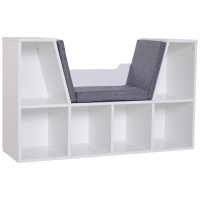 HOMCOM Bibliothèque banc 2 en 1 avec coussins de siège, étagère cube 6 compartiments ouverts et 2 niveaux, meuble de rangement pour salon, chambre à coucher, bureau, 102 x 30 x 61 cm, gris