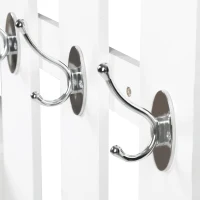HOMCOM Ensembles 3 en 1 de meuble d'entrée vestiaire avec panneau porte-manteau, miroir et banc à chaussures - 6 crochets et étagère réglable, blanc(m-9)