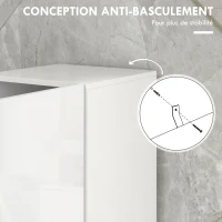 kleankin Meuble colonne de salle de bain 2 placards avec étagères réglables + 2 niches 30 x 30 x 181,5 cm blanc(m-6)