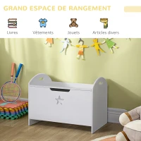 HOMCOM Coffre malle de rangement coffre à jouets dim. 62L x 40l x 46H cm MDF blanc(m-5)