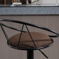 HOMCOM Lot de 2 tabourets de Bar Design néo-rétro réglable pivotant avec Repose-Pied métal Noir Lin Marron(m-9)