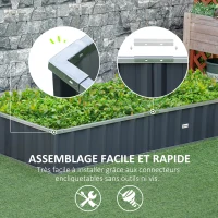 Outsunny Carré Potager de Jardin 174 x 90 x 30 cm - modulable, Montage sans Outils, Gants fournis - tôle d'acier ondulée Anthracite(m-5)