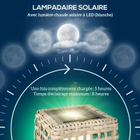 Outsunny Lampe à poser luminaire LED de jardin solaire en résine tressée imitation rotin - 21 x 21 x 78 cm naturel(m-5)