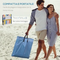 Outsunny Set 2 Sdraio da Spiaggia Pieghevoli con Schienale Regolabile e Poggiatesta, 53x124x35-45 cm, Multicolore(m-5)