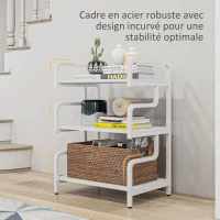 HOMCOM Étagère de rangement à 3 niveaux étagère en métal design industriel structure en acier 55 x 40 x 77 cm blanc(m-5)