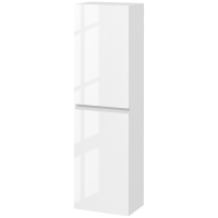 kleankin Meuble colonne rangement salle de bain style contemporain 2 placards étagères réglables 35 x 25 x 120 cm blanc laqué