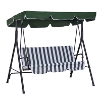 Outsunny Balancelle de jardin 3 places toit inclinaison réglable coussins assise et dossier acier noir polyester vert
