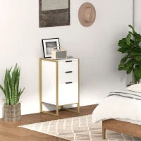 HOMCOM Bedroom Chest of Drawers, Industrial 3-Drawer Dresser, Storage Drawers Unit with Metal Frame for Living Room, White(m-10)