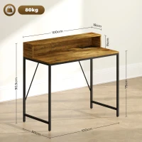 HOMCOM Secretária Estilo Industrial com Luzes LED Tomadas de Corrente Suporte para Monitor e Controlo Remoto 100x50x90,5 cm Marrom(m-3)