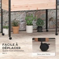 Outsunny Jardinière surélevée sur pieds avec 4 roulette, inserts d'irrigation + Feutre de Drainage Inclus Bois Sapin et métal(m-4)