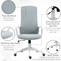 Vinsetto Fauteuil de bureau ergonomique avec accoudoirs et roulettes - fonction inclinaison et hauteur réglable - gris clair(m-8)