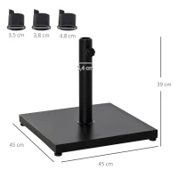 Outsunny Pied de parasol carré, socle parasol extérieur, Ø 35,38 et 48 mm, poids net 18 Kg, pour jardin patio terrasse, noir(m-3)